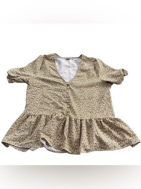 Wishlist Apparel Yellow Floral Peplum Blouse Size M Women